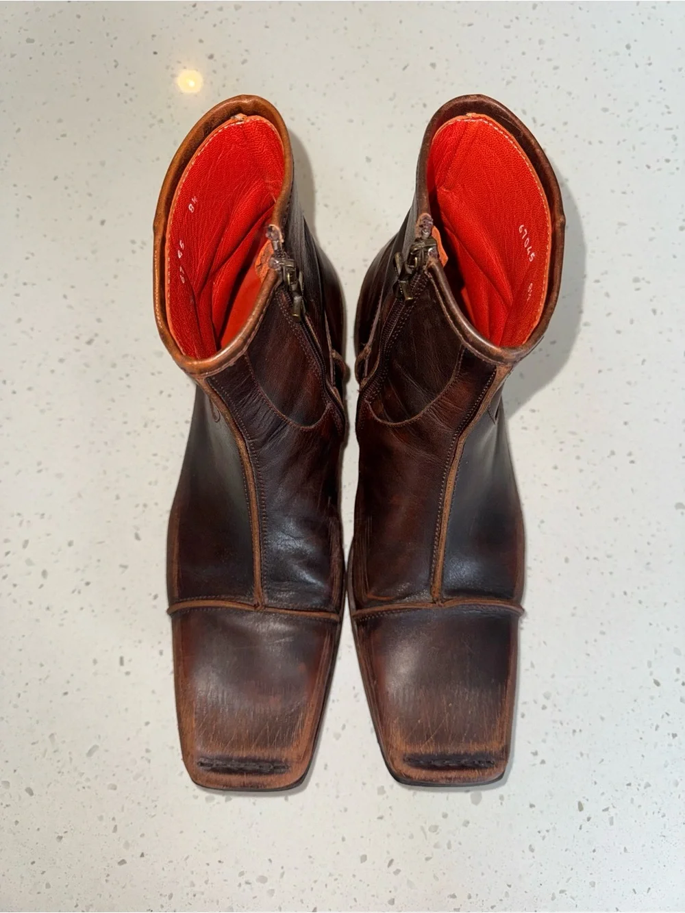 Vintage Mark Nason “Capone” Distressed Brown Leather Chukka Boots with Side Zips